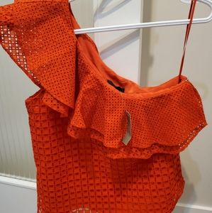 NWT J Crew one shoulder eyelet top